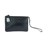 Gucci business bag 152600 leather Black SilverMetal business bag clutch bag Guccisima mens