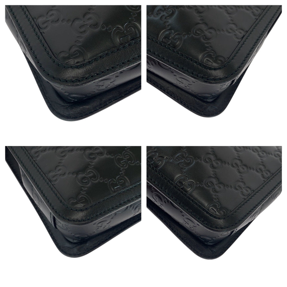 Gucci business bag 152600 leather Black SilverMetal business bag clutch bag Guccisima mens