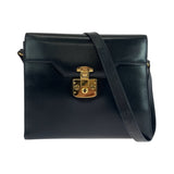 Gucci Shoulder Bag 001 46 1504 leather Black GoldMetal Shoulder Bag Old Gucci Ready lock Women