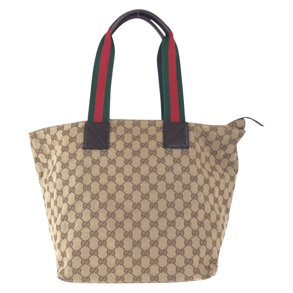 Gucci Tote Bag 131231 GG canvas, leather Brown Silver Metal Tote Bag Shoulder Bag Sherry line Women