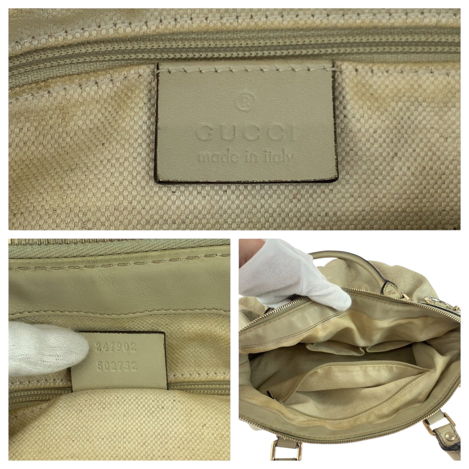 Gucci Shoulder Bag 247902 leather Ivory Gold Metal Shoulder Bag Handbag 2way Guccisima Sukey Women