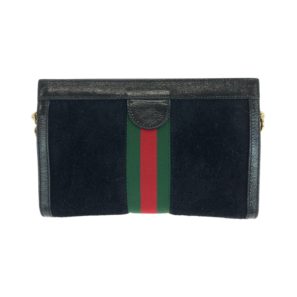 Gucci Shoulder Bag 503877 Suede Black GoldMetal ChainShoulder Bag Pochette Sherry line Women