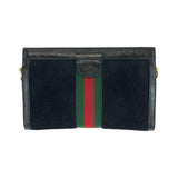 Gucci Shoulder Bag 503877 Suede Black GoldMetal ChainShoulder Bag Pochette Sherry line Women