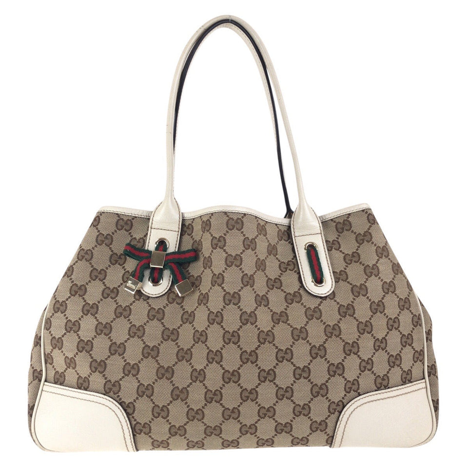 Gucci Tote Bag 168805 GG canvas, leather Beige Ivory Gold Metal Tote Bag Shoulder Bag Sherry line Women