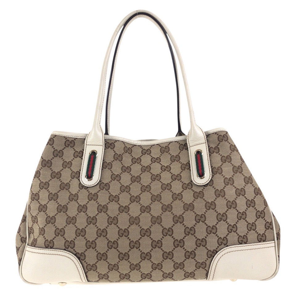 Gucci Tote Bag 168805 GG canvas, leather Beige Ivory Gold Metal Tote Bag Shoulder Bag Sherry line Women