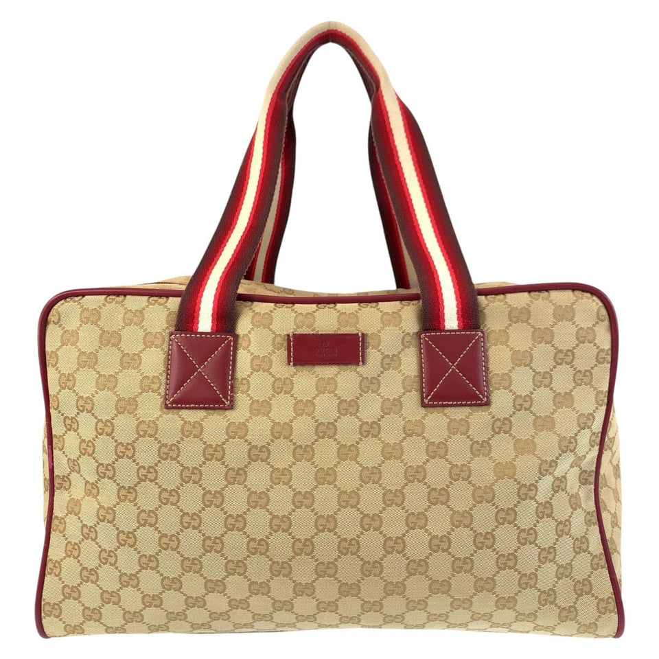 Gucci Boston Duffel bag 153240 GG canvas, leather Beige Bordeaux SilverMetal Boston Duffel bag unisex Sherry line Women