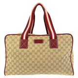 Gucci Boston Duffel bag 153240 GG canvas, leather Beige Bordeaux SilverMetal Boston Duffel bag unisex Sherry line Women