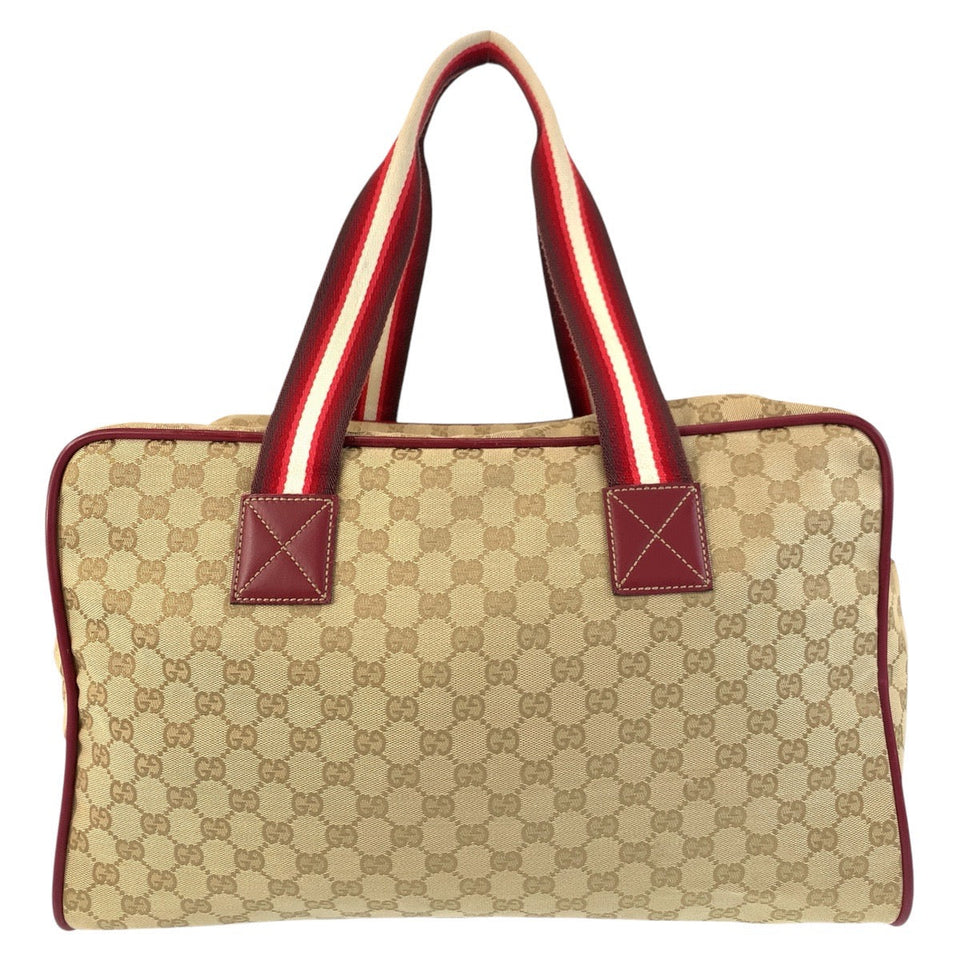 Gucci Boston Duffel bag 153240 GG canvas, leather Beige Bordeaux SilverMetal Boston Duffel bag unisex Sherry line Women