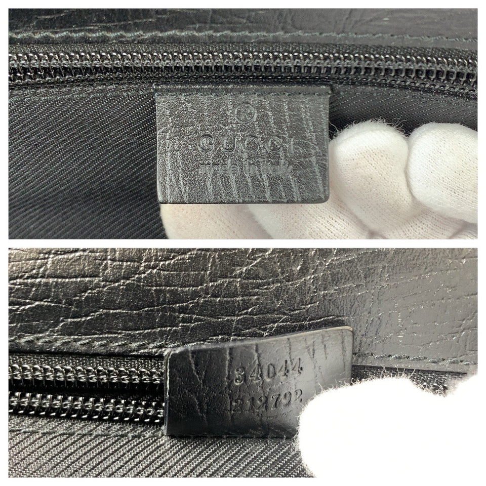 Gucci Business bag 34044 leather Black SilverMetal Business bag briefcase mens