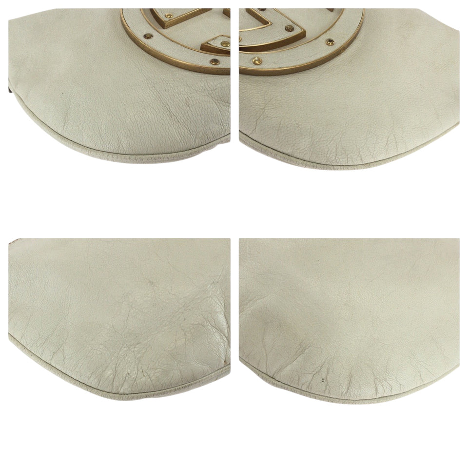 Gucci Shoulder Bag 121552 leather White GoldMetal Hobo Shoulder Bag Soho Interlocking Women