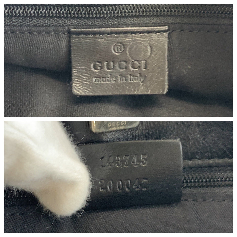 Gucci Shoulder Bag 143745 GG canvas, leather Black SilverMetal Women