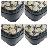Gucci Shoulder Bag GG Supreme canvas, leather Gray Navy Gold Metal Shoulder Bag pochette Old Gucci Women