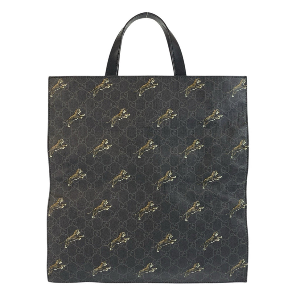 Gucci Tote Bag 495559 GG Supreme canvas, leather Black SilverMetal Tote Bag Shoulder Bag 2way Sherry Line Tiger mens