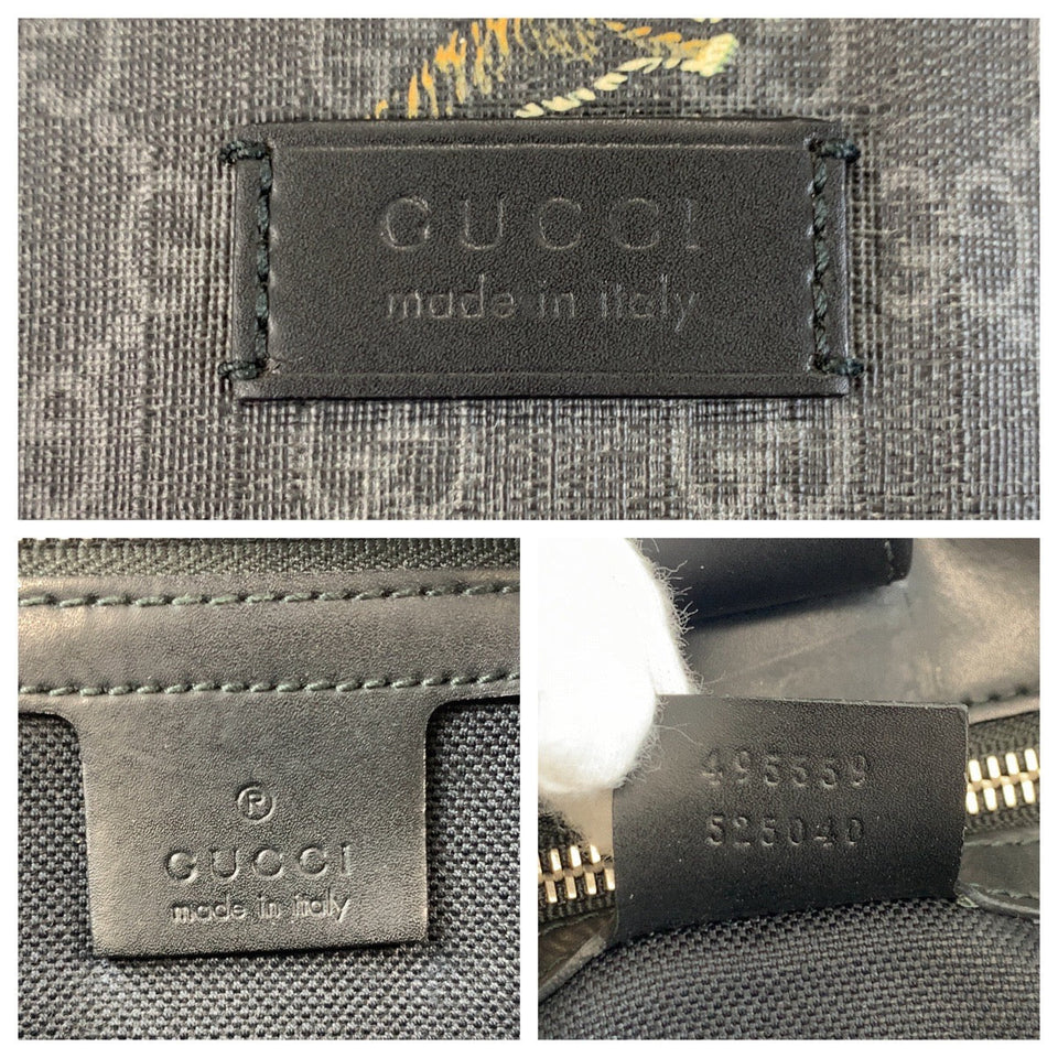 Gucci Tote Bag 495559 GG Supreme canvas, leather Black SilverMetal Tote Bag Shoulder Bag 2way Sherry Line Tiger mens