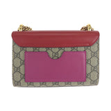 Gucci Shoulder Bag 409487 GG Supreme Canvas Red Pink Brown Gold Metal ChainShoulder Bag Pochette Ready lock Women