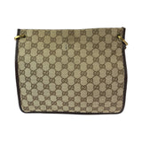 Gucci Shoulder Bag 91762 GG canvas Beige Brown Gold Metal Shoulder Bag pochette Plate charm Women