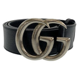 Gucci belt 525040 leather black Belt Buckle 33.1"/34" Unisex Marmont GG logo mens(Unisex) 34