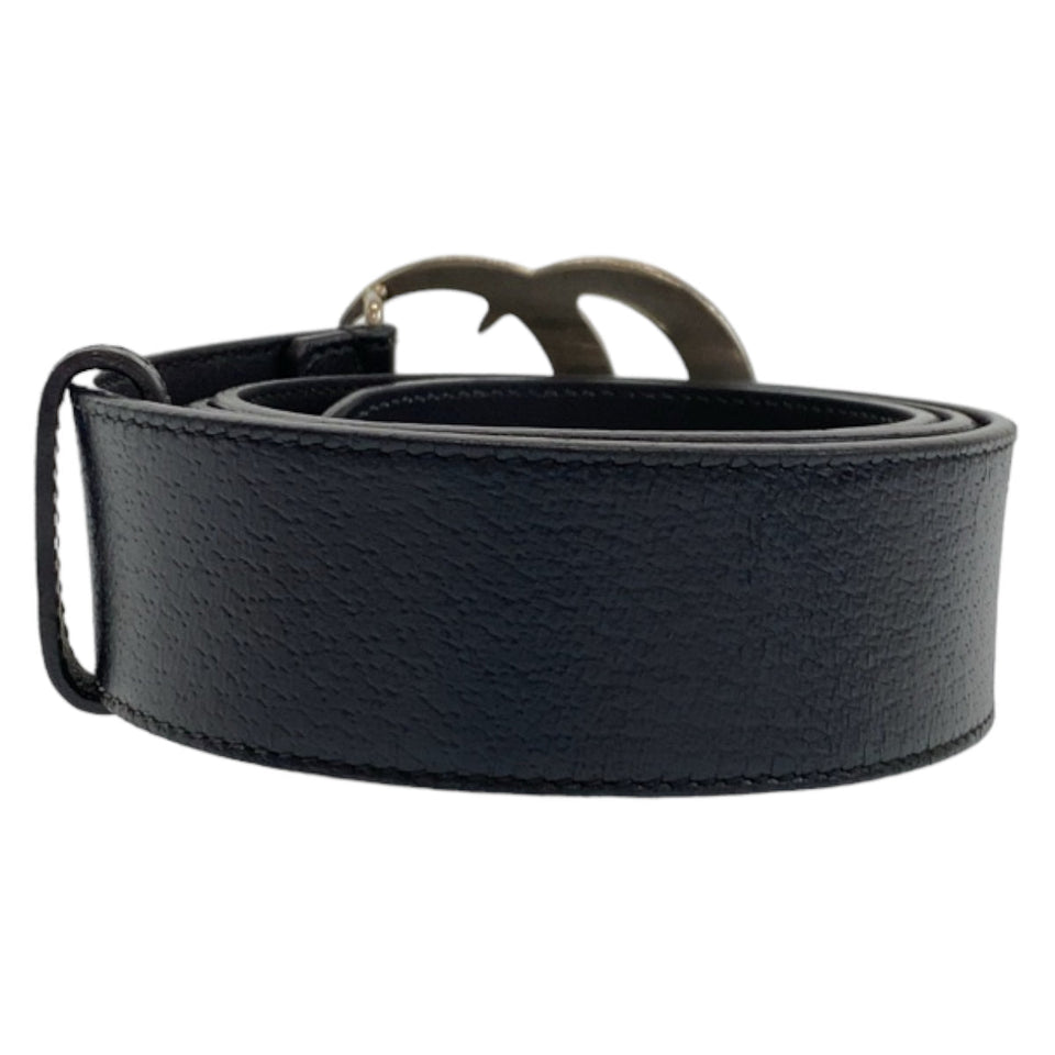 Gucci belt 525040 leather black Belt Buckle 33.1"/34" Unisex Marmont GG logo mens(Unisex) 34