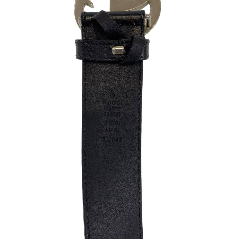 Gucci belt 525040 leather black Belt Buckle 33.1"/34" Unisex Marmont GG logo mens(Unisex) 34