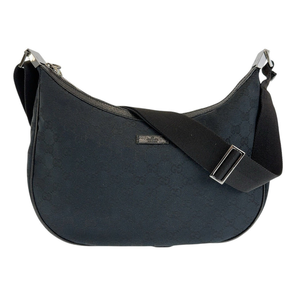 Gucci Shoulder Bag 122790 GG canvas Black SilverMetal Crossbody Shoulder Bag Women