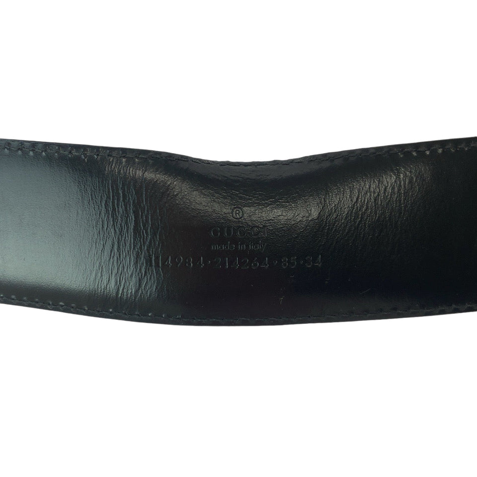 Gucci belt 114984 leather black Belt buckle Gucci Shima interlocking mens 34