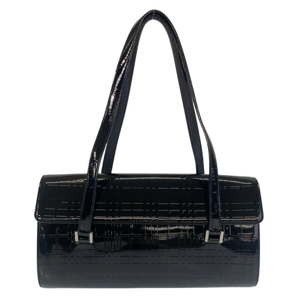 Burberry Shoulder Bag enamel black Shoulder Bag Check Pattern Embossed Women