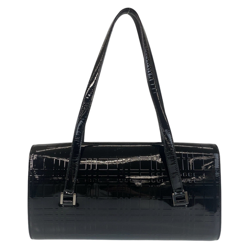 Burberry Shoulder Bag enamel black Shoulder Bag Check Pattern Embossed Women