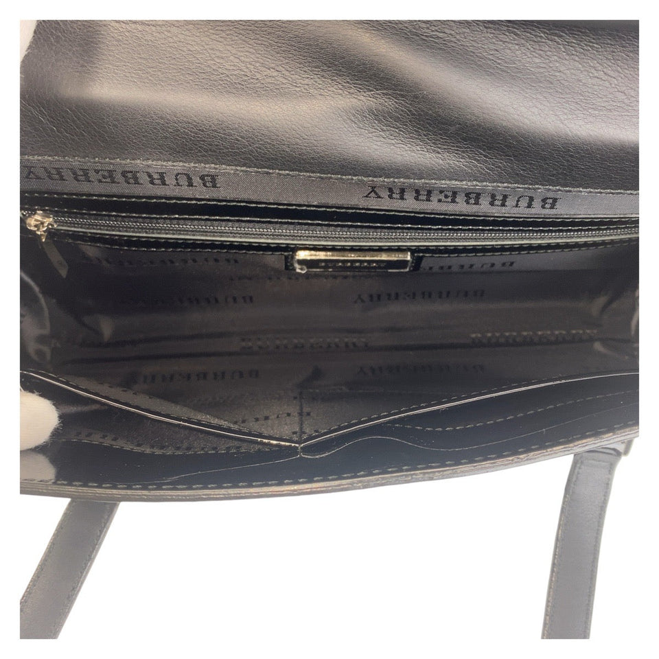Burberry Shoulder Bag enamel black Shoulder Bag Check Pattern Embossed Women