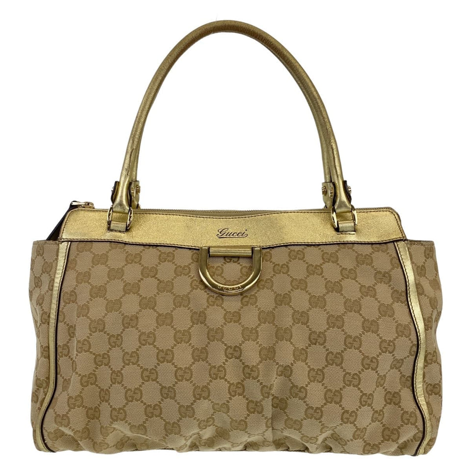 Gucci Tote Bag 189831 GG canvas Beige Gold Metal Tote Bag Shoulder Bag Abbey Women