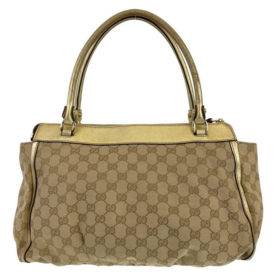 Gucci Tote Bag 189831 GG canvas Beige Gold Metal Tote Bag Shoulder Bag Abbey Women