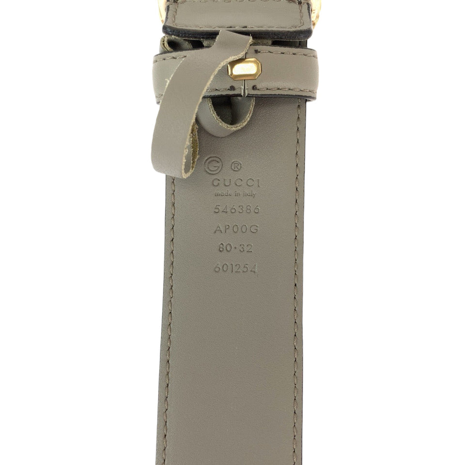 Gucci belt 546386 leather gray belt Interlocking mens 32