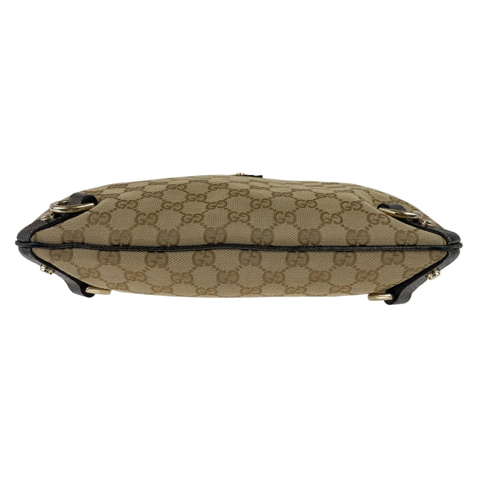 Gucci Shoulder Bag 131326 GG canvas, leather Beige Brown Gold Metal Crossbody Shoulder Bag Pochette Abbey GG pattern Women