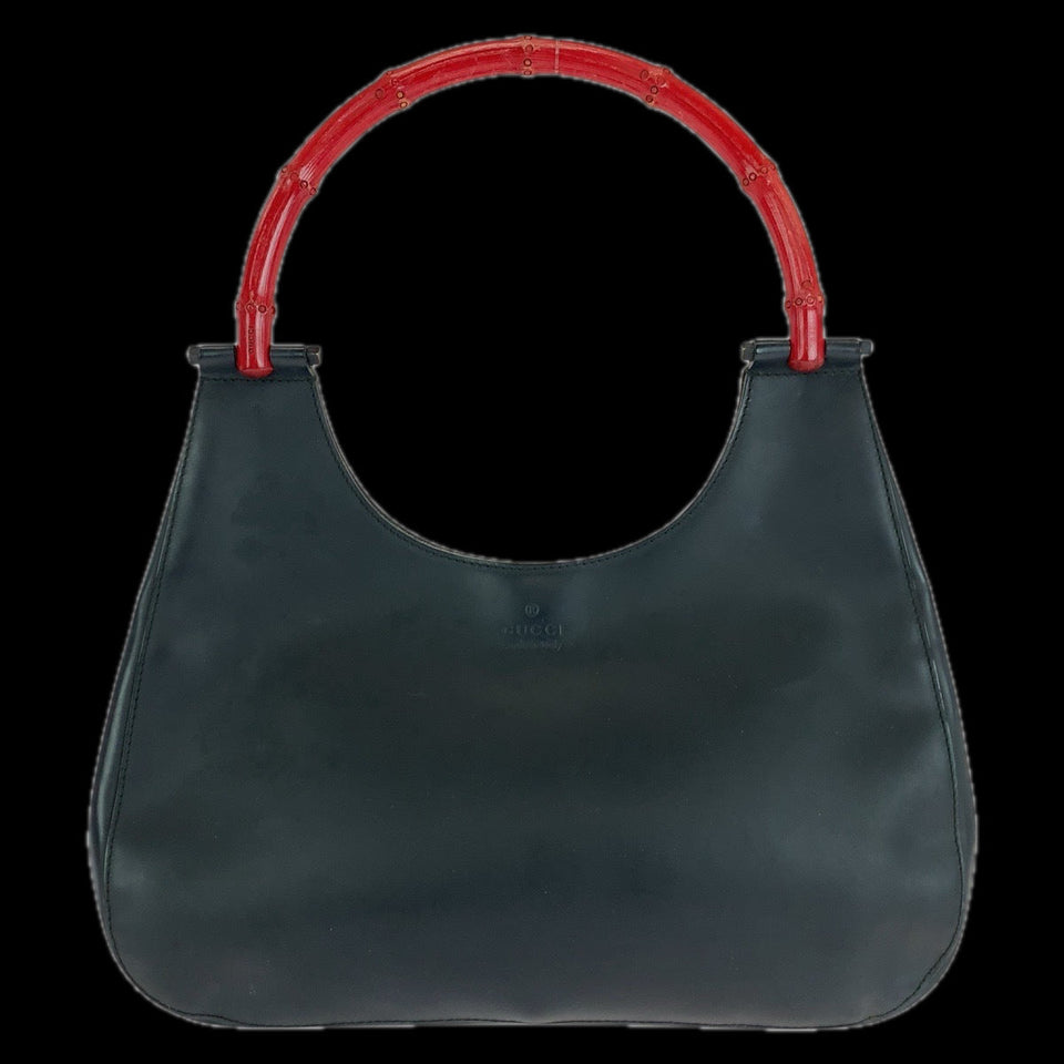 Gucci Shoulder Bag 001 3739 leather black Bamboo Women