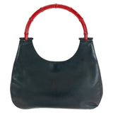 Gucci Shoulder Bag 001 3739 leather black Bamboo Women