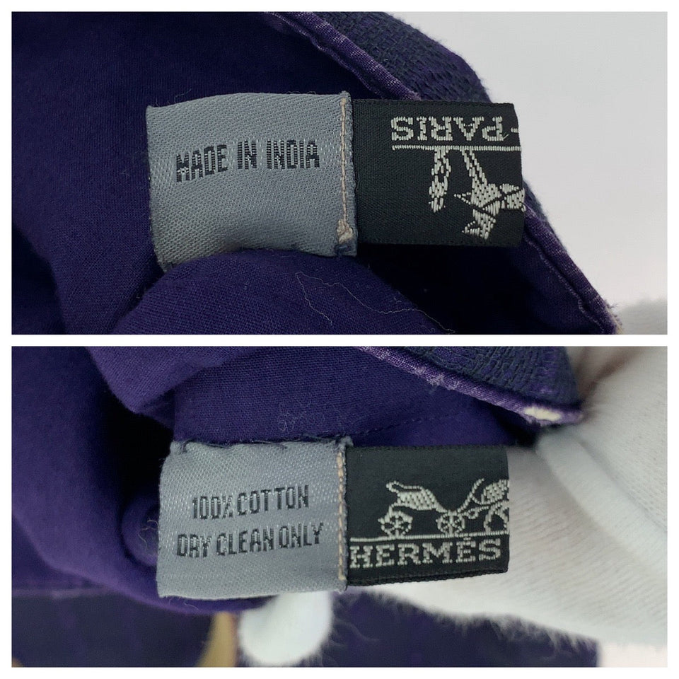 Hermes Tote Bag Cotton canvas, leather purple Handbag Amedaba GM Women