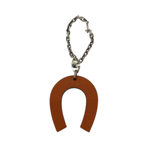 Hermes charm Leather, Silver925 Orange Charcoal SilverMetal Bag Charm Key Holder Horseshoe Horseshoe mens