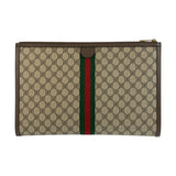 BALENCIAGA Clutch bag 680381 GG Supreme canvas, leather Beige Brown Gold Metal Clutch bag business bag document case Gucci collaboration The Hacker Project mens