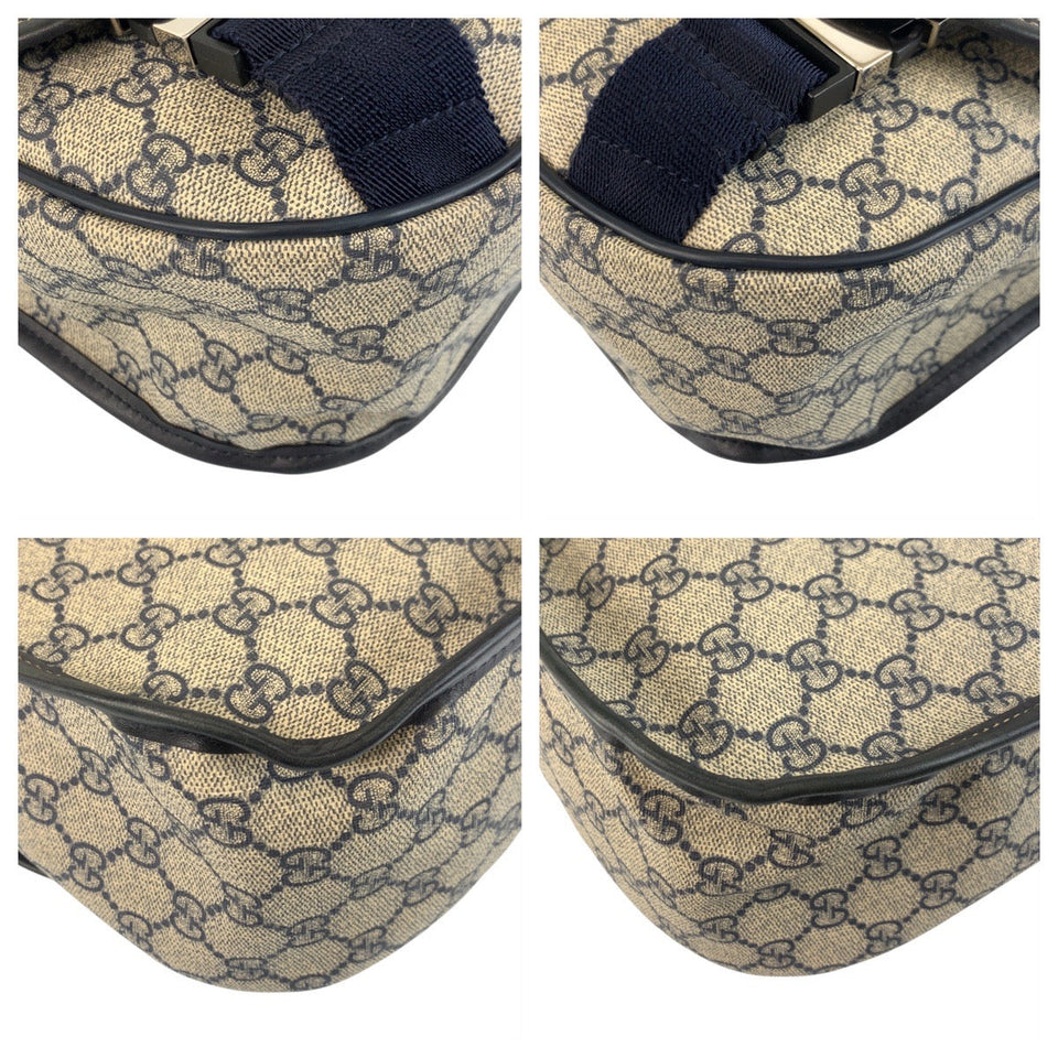 Gucci Shoulder Bag 201732 GG Supreme Canvas Gray Navy SilverMetal Shoulder Bag Messenger bag mens