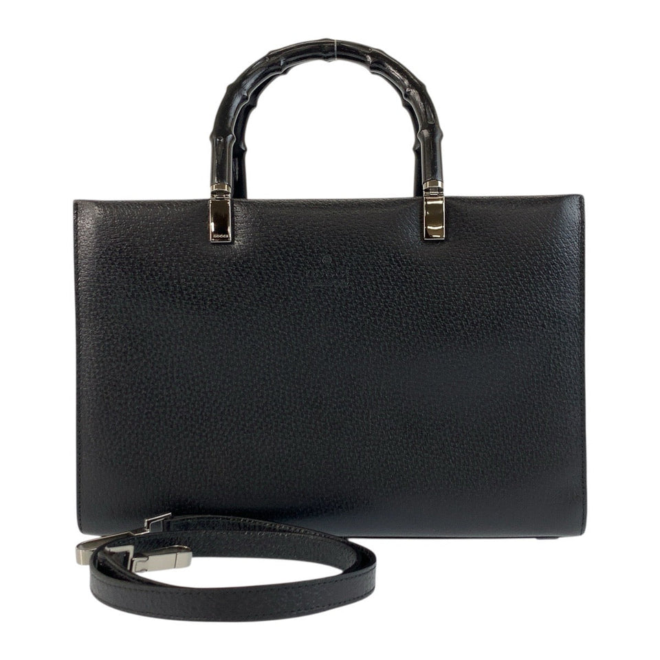 Gucci Handbag 002 1035 leather Black Gold Metal Handbag Tote Bag Shoulder Bag 2way Bamboo Women