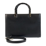 Gucci Handbag 002 1035 leather Black Gold Metal Handbag Tote Bag Shoulder Bag 2way Bamboo Women