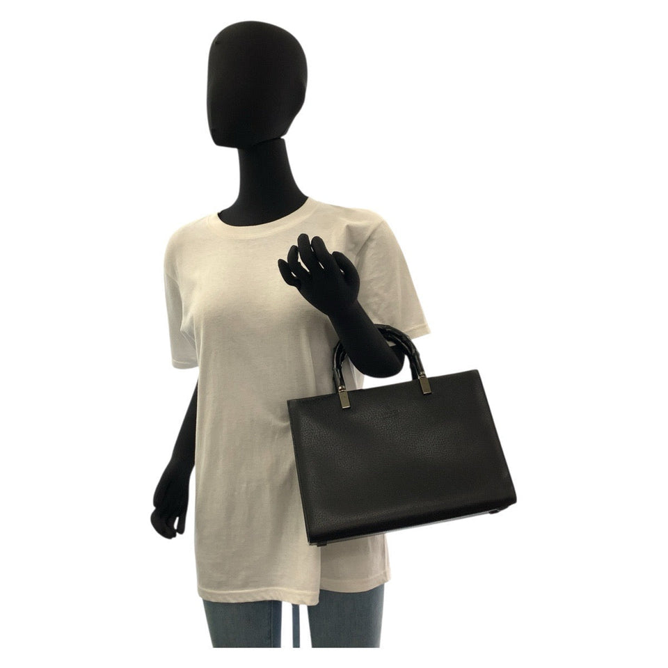 Gucci Handbag 002 1035 leather Black Gold Metal Handbag Tote Bag Shoulder Bag 2way Bamboo Women