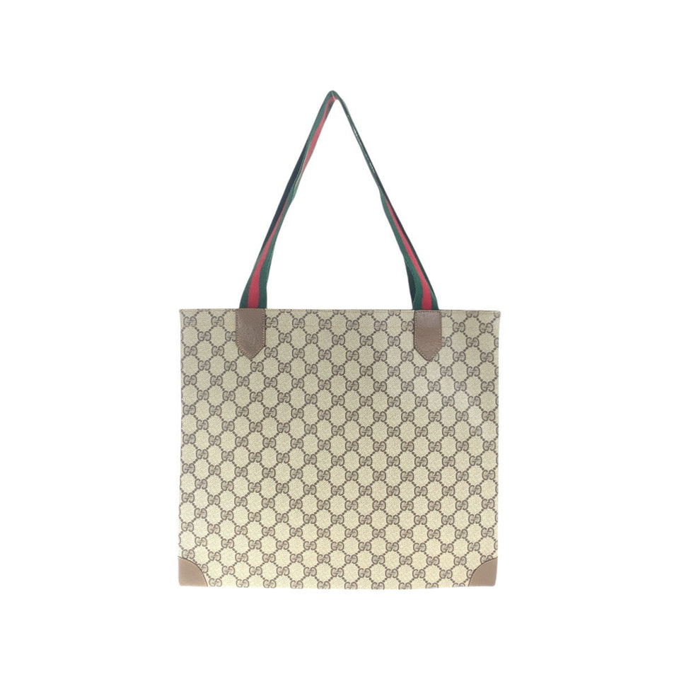 Gucci Tote Bag 002.63.0048 GG Supreme Canvas Beige Brown Gold Metal Tote Bag Shoulder back Sherry Line Old Gucci Women
