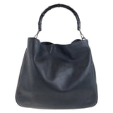 Gucci Shoulder Bag 001 1577 leather Black SilverMetal Bamboo Women