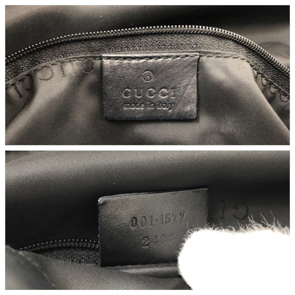 Gucci Shoulder Bag 001 1577 leather Black SilverMetal Bamboo Women