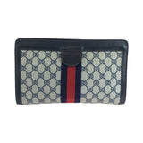 Gucci Clutch bag GG Supreme Canvas Gray navy Clutch bag business bag Sherry line Women