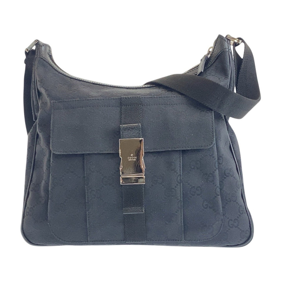 Gucci Shoulder Bag 131211 GG canvas Black SilverMetal Crossbody Shoulder Bag Messenger Bag mens