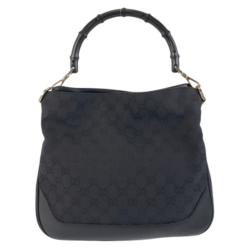 Gucci Handbag 001 4095 GG canvas Black SilverMetal Handbag Shoulder Bag Bamboo Women