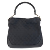 Gucci Handbag 001 4095 GG canvas Black SilverMetal Handbag Shoulder Bag Bamboo Women
