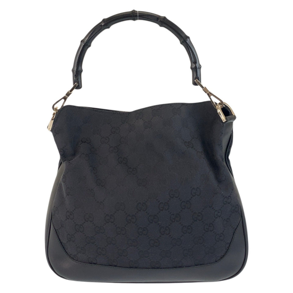 Gucci Handbag 001 4095 GG canvas Black SilverMetal Handbag Shoulder Bag Bamboo Women