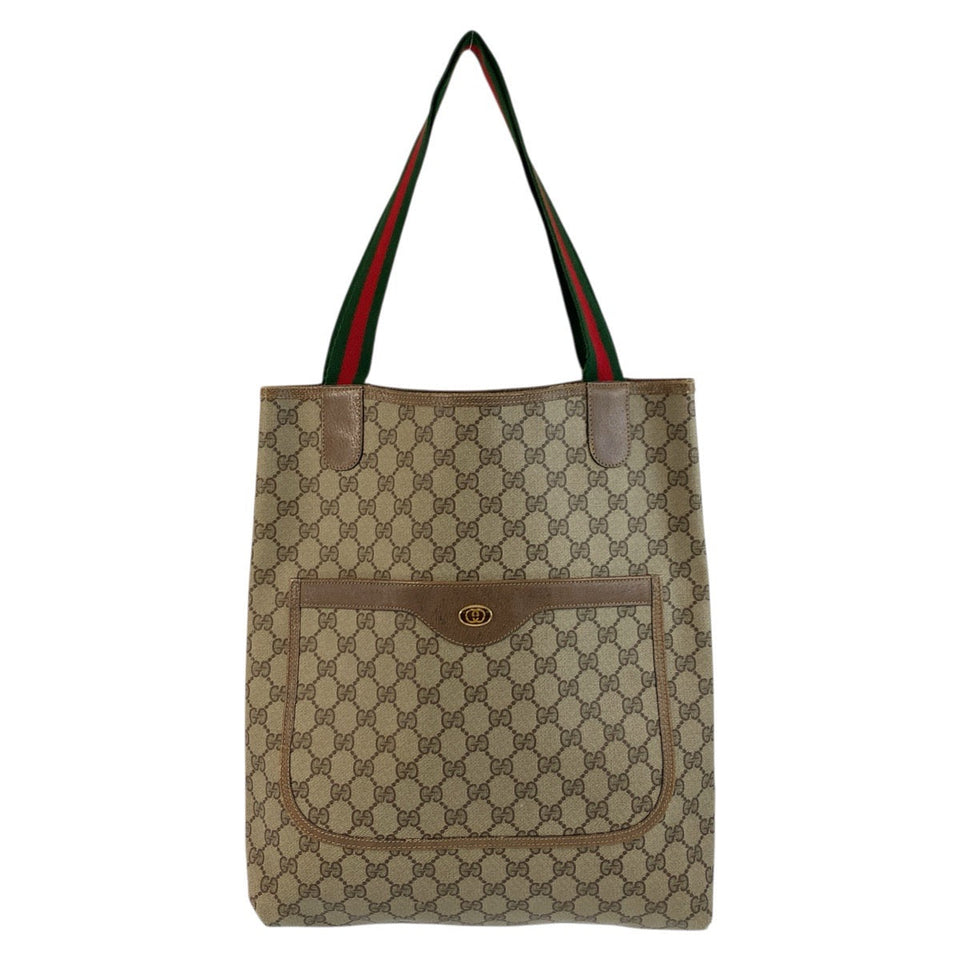 Gucci Tote Bag 39 02 003 GG Supreme Canvas Beige brown Sherry Line Old Gucci